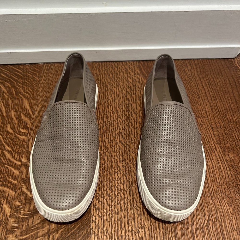 Vince Blair Perforated Leather Slip-On Sneakers (grey woodsmoke, 8)